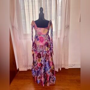 Francesca’s Wildflower Maxi Tiered Dress, Shoulder Bow Detail, NWT, Size S!